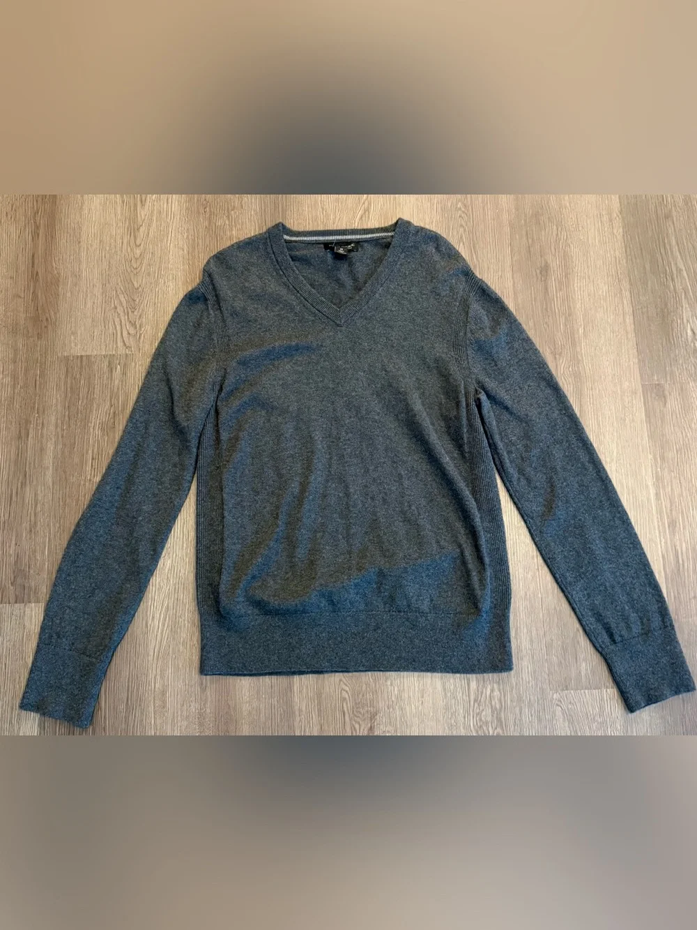 Men's Banana Republic Charcoal V-Neck Cotton Cashmere Sweater - Classic